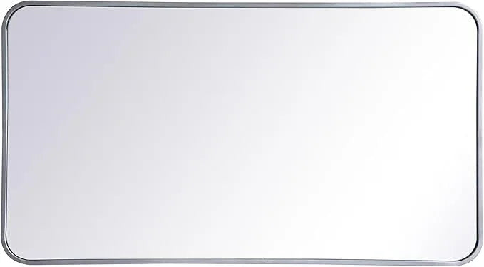 ARS Concepts Aura, Soft Corner Metal Rectangular Mirror 22X40 Inch in, Modern, Silver - ModernBath