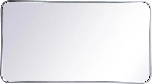 ARS Concepts Aura, Soft Corner Metal Rectangular Mirror 22X40 Inch in, Modern, Silver - ModernBath