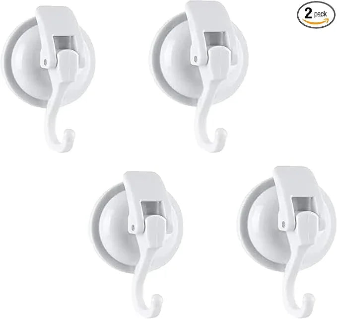 Extra Duty Suction Cup Hooks - Glass & Bathroom Robe Hooks, White (4 Pack) - ModernBath