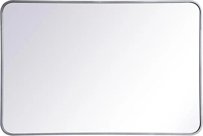 ARS Concepts Aura, Soft Corner Metal Rectangular Mirror 27X40 Inch in, Modern, Silver - ModernBath