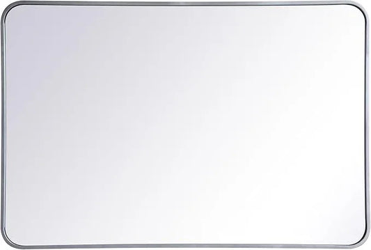 ARS Concepts Aura, Soft Corner Metal Rectangular Mirror 27X40 Inch in, Modern, Silver - ModernBath