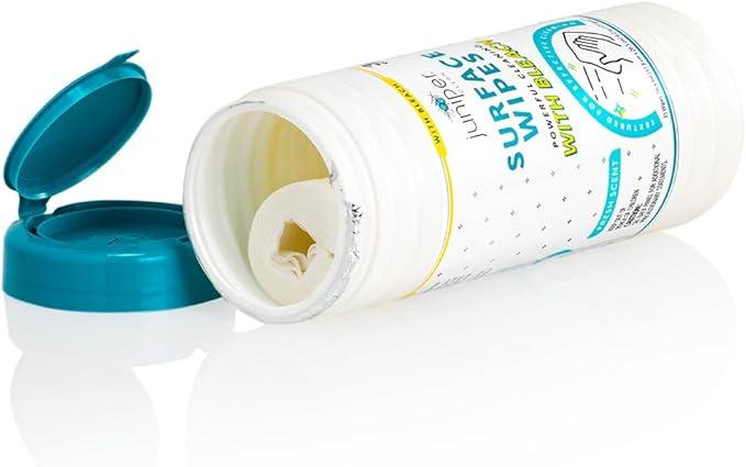 Juniper CLEAN 1 Pack Surface Cleaning Wipes with Bleach, All-Purpose Cleaner for Bathroom, Kitchen, Office, 35 Count Canister, 7.5" x 7" Sheet, Fresh Scent, Lint Free & Durable - ModernBath