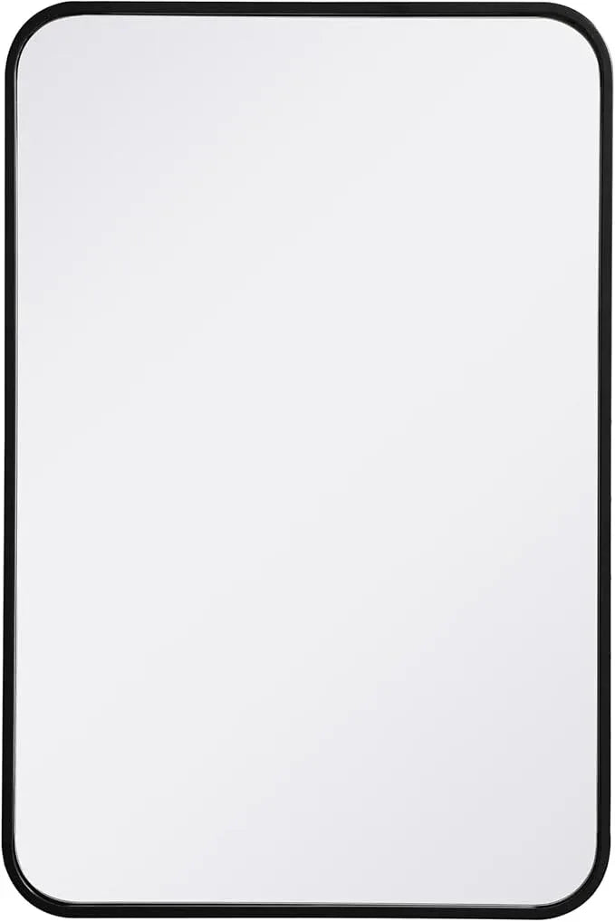 ARS Concepts Aura, Soft Corner Metal Rectangular Mirror 20X30 Inch in, Modern, Black - ModernBath