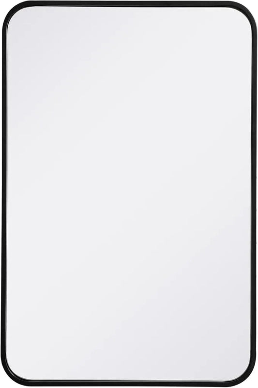 ARS Concepts Aura, Soft Corner Metal Rectangular Mirror 20X30 Inch in, Modern, Black - ModernBath