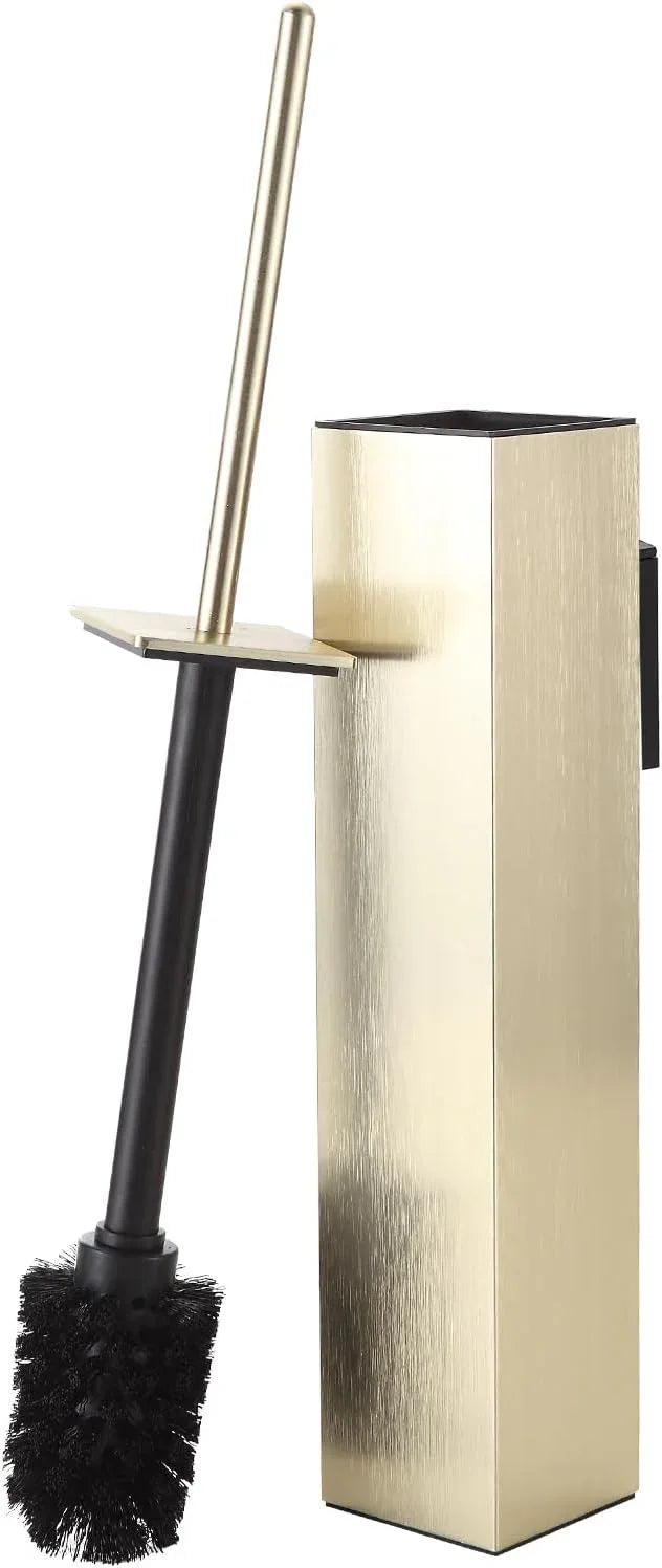 BGL Toilet Brush and Holder Set Brushed Gold Wall Mounted for Bathroom Square Design - ModernBath