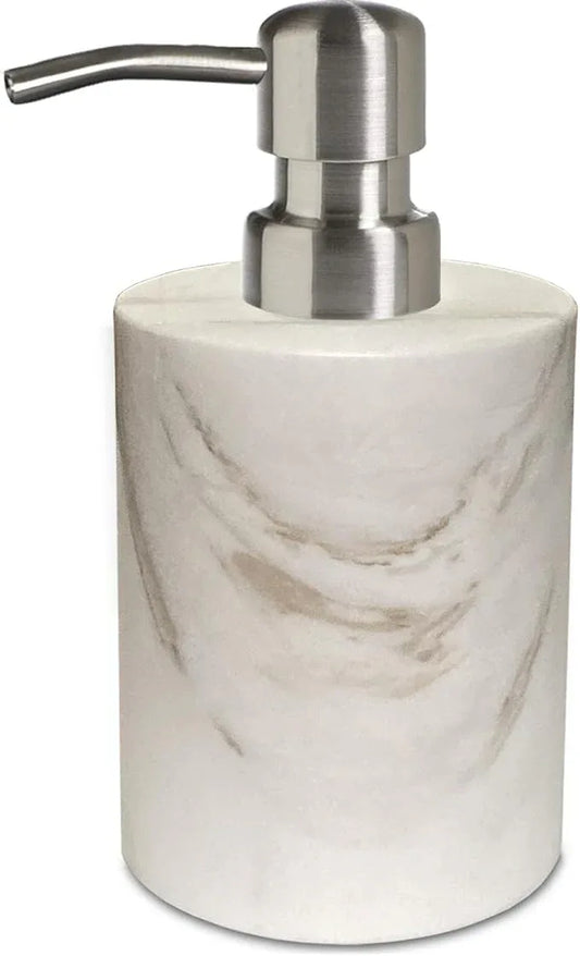 Marble Soap Dispenser, soap and Lotion Dispenser Bathroom, with Rust Proof Stainless Steel Pump Refillable for Kitchen Bathroom Countertop-Hand Lotion and Liquid Soap Dispenser-White - ModernBath