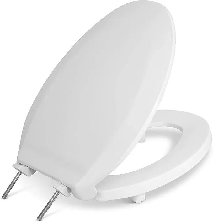 Centoco 2 inch Raised Toilet Seat for Seniors, Elongated, Closed Front with Cover, Plastic, Made in the USA, HL800STS-001, White - ModernBath