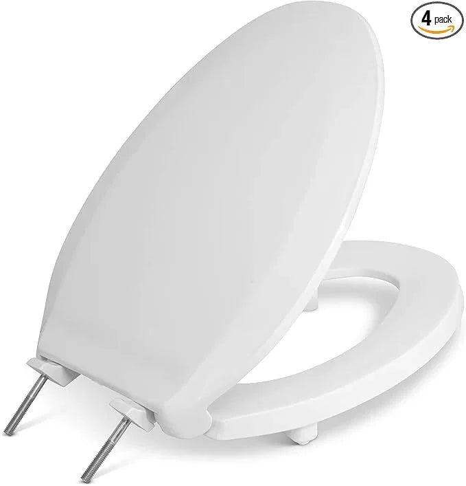 Centoco 4 Pack - 2 inch Raised Toilet Seat for Seniors, Elongated, Closed Front with Cover, Plastic, Made in the USA, HL800STS-001, White - ModernBath
