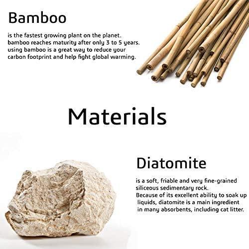Matani Bamboo Toothbrush Holder Diatomite Tooth Brush Organizer - Storage Stand for Small Bathroom & Counter - Removable Base & Drain Holes, Water-Absorbent & Quick-Drying (Grey & Light Grey) - ModernBath