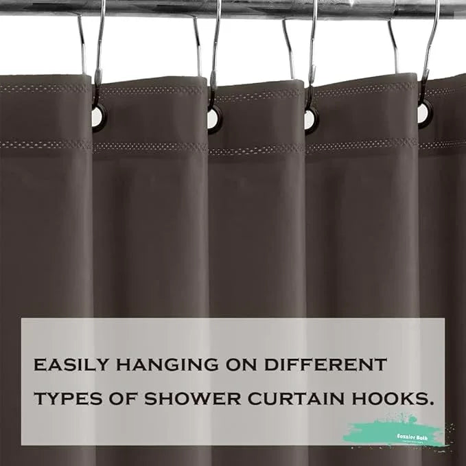 Eazzier Bath Taupe Plastic Shower Curtain Or Liner, 72x72 Inch Lightweight Brown Plastic Bathroom Shower Showroom Inner Curtain with Rustproof Metal Grommet Holes and Weighted Magnets - ModernBath