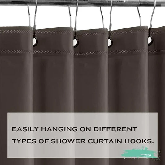 Eazzier Bath Taupe Plastic Shower Curtain Or Liner, 72x72 Inch Lightweight Brown Plastic Bathroom Shower Showroom Inner Curtain with Rustproof Metal Grommet Holes and Weighted Magnets - ModernBath