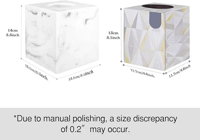 Luxspire Resin Paper Tissue Box Cover Holder, Square Facial Tissue Case, Pumping Paper Roll Toilet Paper Holder Napkin Dispenser for Office Bedroom Car Bathroom Vanity Accessories Decor, Marble White - ModernBath
