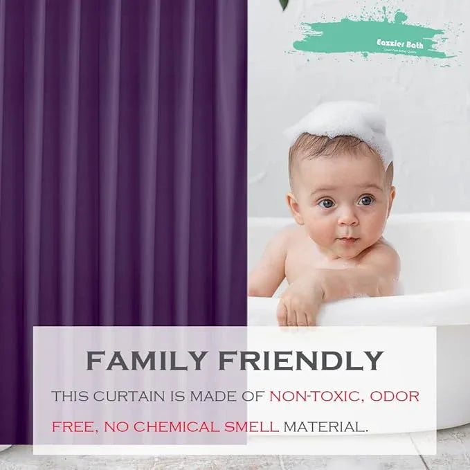 Eazzier Bath Purple Plastic Shower Curtain Or Liner, 72x72 Inch Lightweight Purple Cuctus Plastic Bathroom Shower Showroom Inner Curtain with Rustproof Metal Grommet Holes and Weighted Magnets - ModernBath