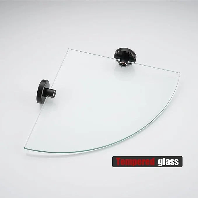 JQK Corner Glass Shelf, Oil Rubbed Bronze Bathroom 304 Stainless Steel Shower Triangle Floating Wall Shelf, 10 x 10 Tempered Glass, 3 Pack, TGS190L10-ORB-P3 - ModernBath