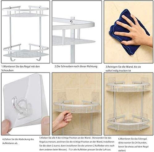 Hawsam No Drilling Bathroom Corner Shelves, Aluminum 2 Tier Shower Shelf Caddy Adhesive Storage Basket for Shampoo (Corner) - ModernBath