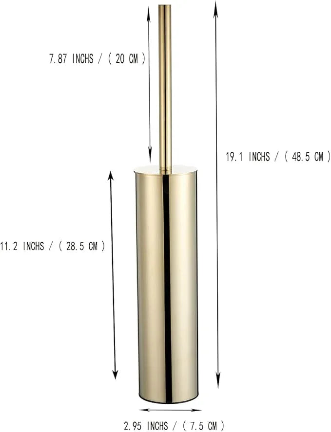 Freestanding Luxury Toilet Brush 304 Stainless Steel Toilet Brush and Holder 19-Inches Tall Round Rust Resistant Anti-Odor and Easy to Clean with Polished Gold Finished - ModernBath