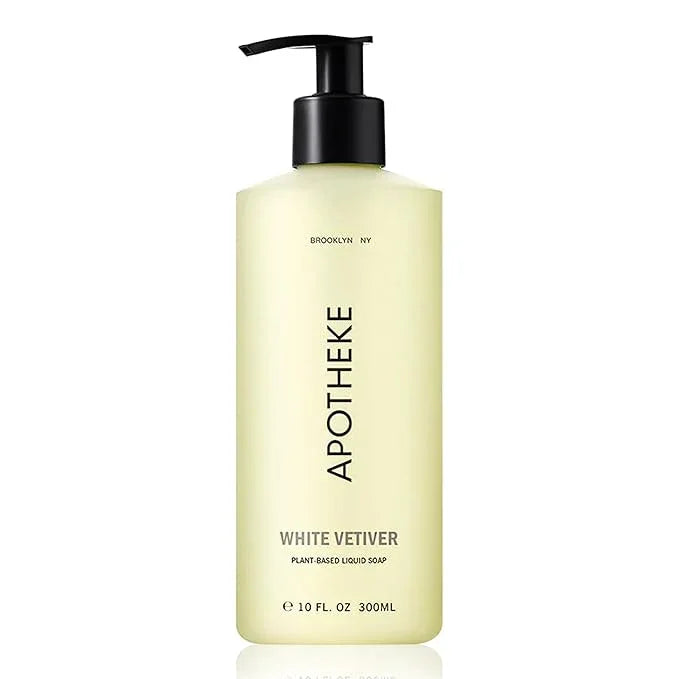 APOTHEKE Liquid Hand Soap, White Vetiver - 10 Fl Oz Hydrating Handsoap with Premium Fragrance Oils Gently Cleanses, Moisturizes & Rejuvenates Skin - Scented Hand Wash for Kitchen & Bathroom - ModernBath