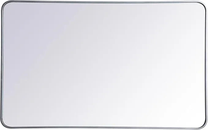 ARS Concepts Aura, Soft Corner Metal Rectangular Mirror 30X48 Inch in, Modern, Silver - ModernBath