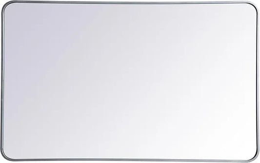 ARS Concepts Aura, Soft Corner Metal Rectangular Mirror 30X48 Inch in, Modern, Silver - ModernBath
