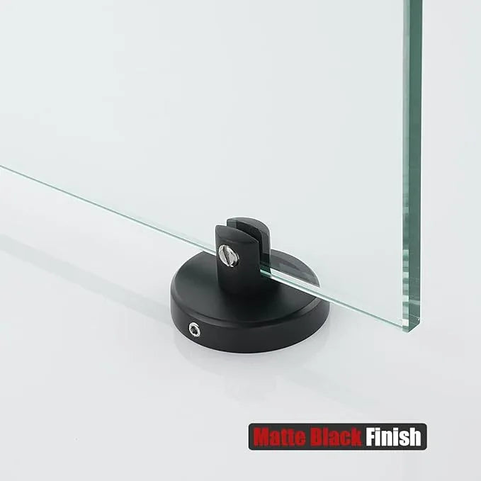 JQK Corner Glass Shelf Black, Bathroom 304 Stainless Steel Shower Triangle Floating Wall Shelf, 10 x 10 Tempered Glass, 2 Pack, TGS190L10-PB-P2 - ModernBath