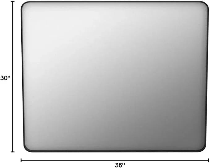 JISOSO Black Bathroom Mirror 30X36 Inch, Black Metal Framed Mirror for Wall, Rounded Rectangle Matte Bathroom Vanity Mirror with Tempered Glass, Anti-Rust, Horizontal/Vertical - ModernBath
