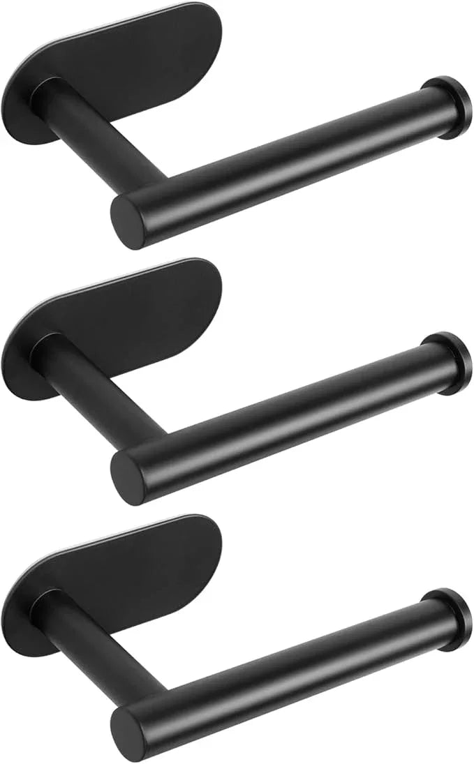 NearMoon Toilet Paper Holder Self Adhesive, Premium Thicken SUS304 Stainless Steel Rustproof Adhesive Toilet Roll Holder no Drilling for Bathroom, Kitchen, Washroom (3 Pack, Matte Black) - ModernBath