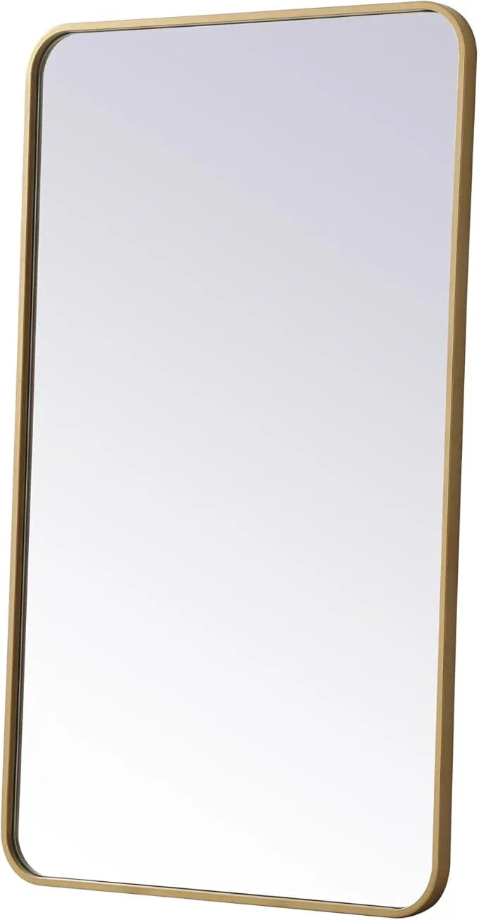 ARS Concepts Aura, Soft Corner Metal Rectangular Mirror 24X40 Inch in, Modern, Brass - ModernBath
