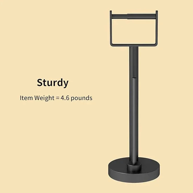 YUMORE Toilet Paper Holder Stand with Storage, Bathroom Weighted Base Floor Toilet Paper Roll Holder Free Standing for 3 Rolls, Matte Black - ModernBath