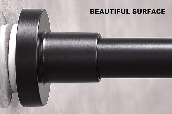 BRIOFOX Shower Curtain Rod 43-73 Inches Matte Black, Rustproof and Non-Fall Down Spring Tension Rod for Window or Bathroom, Stainless Steel - ModernBath