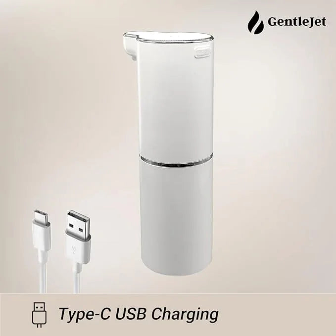 GentleJet JetFoam Automatic Foam Soap Dispenser - Touchless Electric Soap Dispenser, USB-C Rechargeable, Adjustable Foam Levels, 10 oz Countertop Hands-Free Soap Pump for Bathroom & Kitchen (White) - ModernBath
