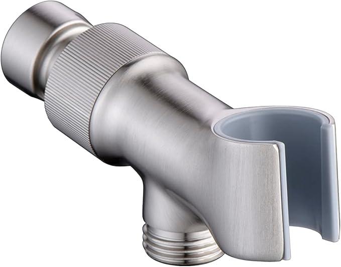 Shower Head Holder All Metal Adjustable Handheld Shower Arm Mount, 1/2" Shower Hose Holder Fits Most Hand Showerheads, Brass Hand Held Shower Head Holder , Easy to Install(Brushed Nickel) - ModernBath