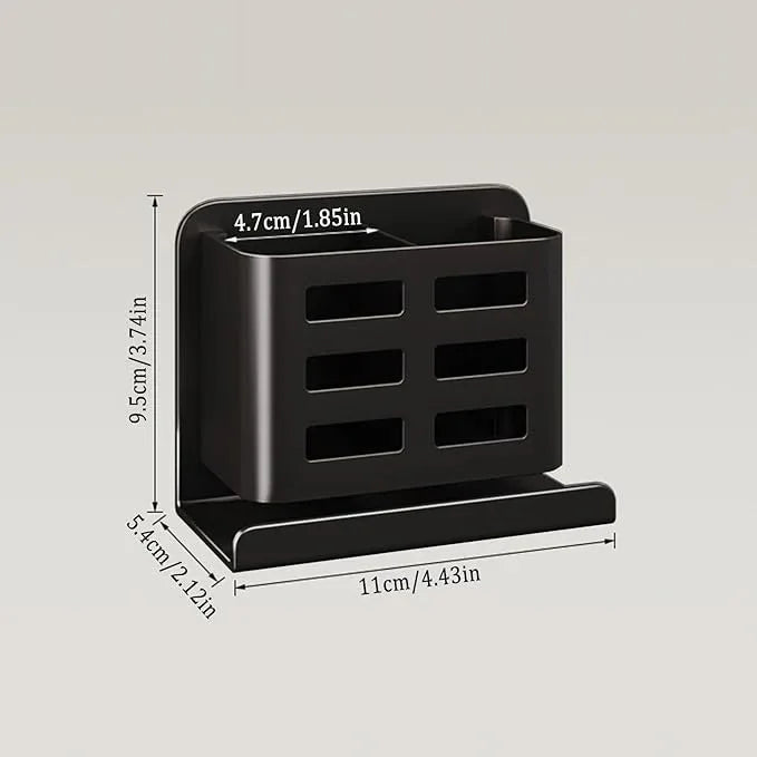 YESENT Black Wall-Mounted Toothbrush Holder, Aluminum Material Shower Shaver Storage Rack, No Drilling Required, Removable Toothpaste Storage Rack - ModernBath