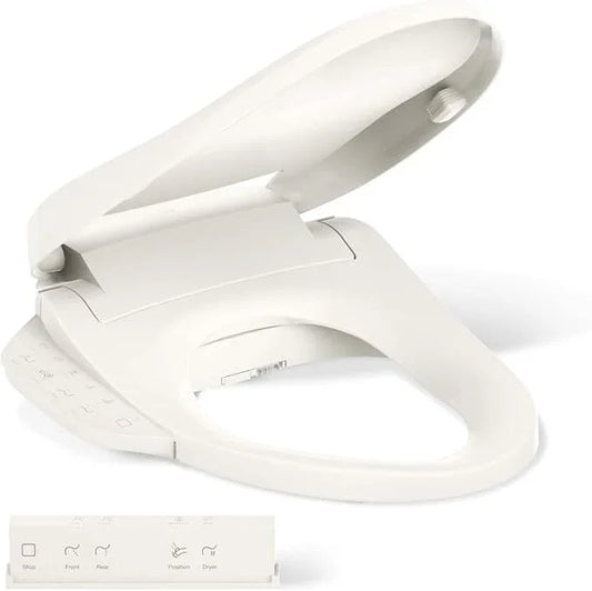 Kohler PureWash M250 Manual Round Bidet Toilet Seat, Biscuit, Quiet-Close Lid Prevents Slamming, Easy Installation with Quick-Release Hinges, Adjustable Spray Position & Pressure - ModernBath