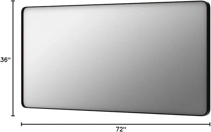 LOAAO 72X36 Inch Black Metal Framed Bathroom Mirror for Wall, Matte Black Bathroom Vanity Mirror Farmhouse, Large Rounded Rectangle Mirror, Anti-Rust, Shatter-Proof, Hangs Horizontally or Vertically - ModernBath