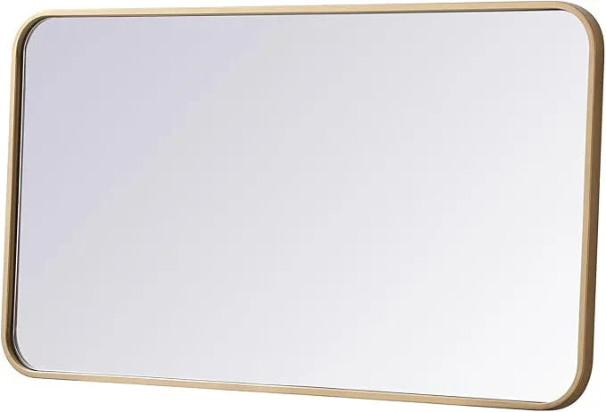 ARS Concepts Aura, Soft Corner Metal Rectangular Mirror 20X36 Inch in, Modern, Brass - ModernBath
