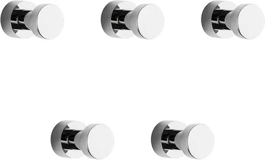 BVL Brass Robe Hook, 5 Pack, Chrome, Wall-Mounted, for Bathroom and Kitchen - ModernBath