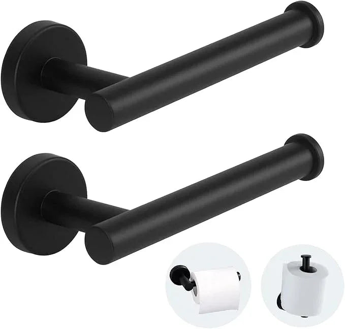 2-Piece Toilet Paper Holder - SUS 304 Stainless Steel Toilet Paper Holder Wall Mount, Toilet Paper Roll Holder for Bathroom, Kitchen, Washroom - Matte Black - ModernBath