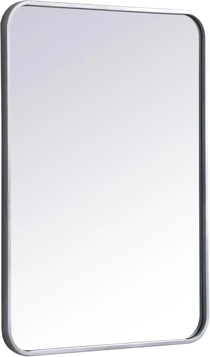 ARS Concepts Aura, Soft Corner Metal Rectangular Mirror 22X30 Inch in, Modern, Silver - ModernBath