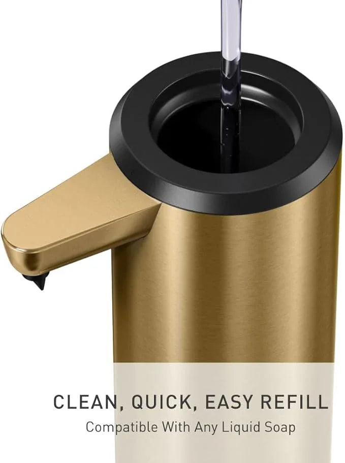 simplehuman 9 oz. Touch-Free Automatic Rechargeable Sensor Pump, Brass Stainless Steel, New - ModernBath