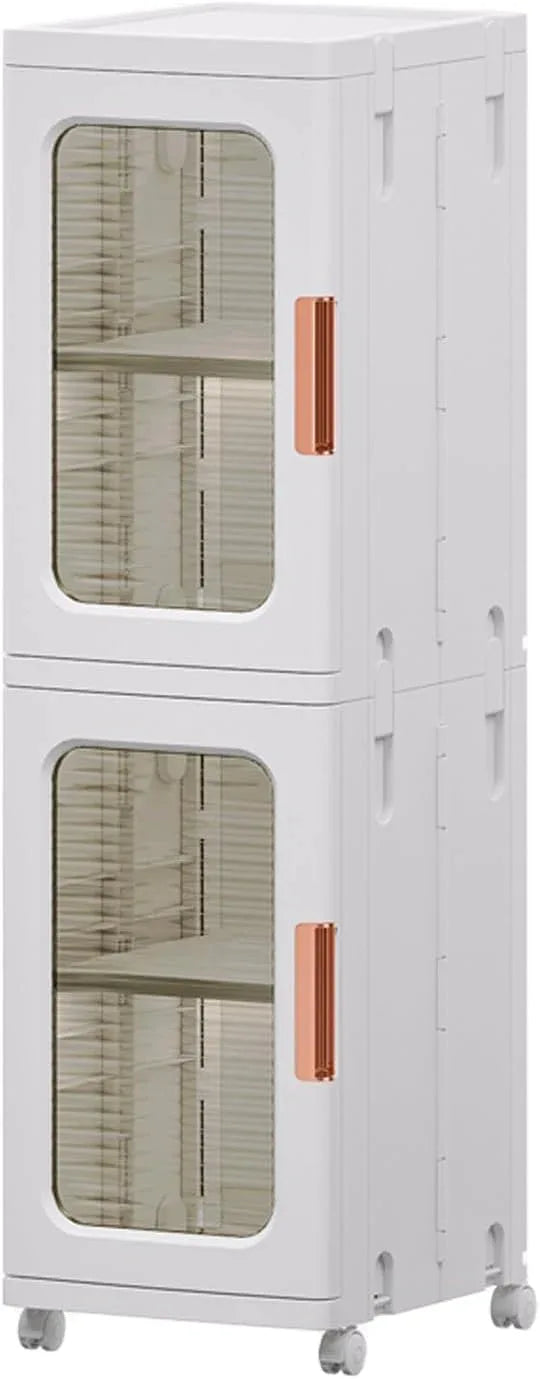 Narrow Cabinet With Doors and Shelves - Tall Skinny Bathroom Storage Kitchen Organizer With Adjustable Shelf - Toilet Paper Linen Closet 2 Layer (White) - ModernBath