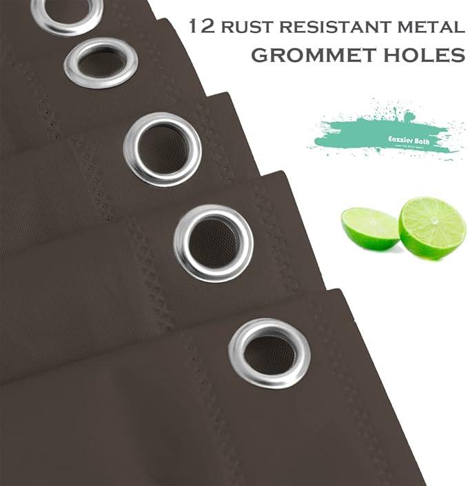 Eazzier Bath Taupe Plastic Shower Curtain Or Liner, 72x72 Inch Lightweight Brown Plastic Bathroom Shower Showroom Inner Curtain with Rustproof Metal Grommet Holes and Weighted Magnets - ModernBath