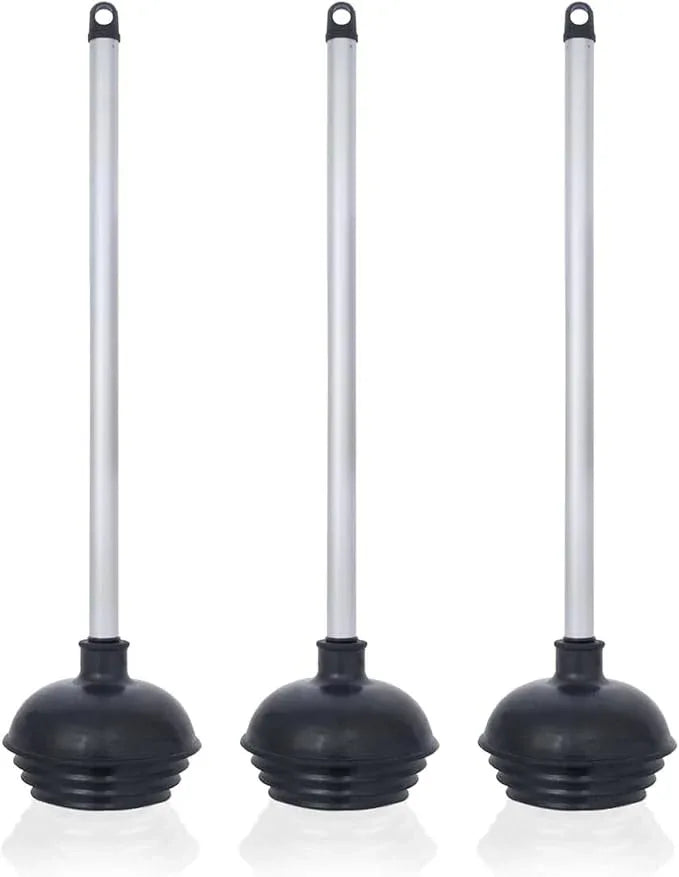 NEIKO 60180A Toilet Plungers, 3 Pack, Patented All-Angle Design, Heavy Duty, Aluminum Handle, Residential, Commercial, and Industrial Building Sanitation Use - ModernBath