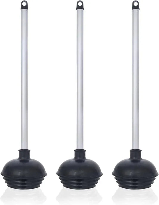 NEIKO 60180A Toilet Plungers, 3 Pack, Patented All-Angle Design, Heavy Duty, Aluminum Handle, Residential, Commercial, and Industrial Building Sanitation Use - ModernBath