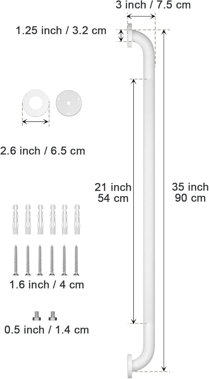 2 Pack 36 Inch Anti Slip Shower Grab Bar Oil Rubbed White 1.25" Diameter,Munzong Bathroom Grab Bar, Knurled Bathroom Balance Bar,Safety Hand Rail Support Handicap Elderly Senior Assist Bath Handle - ModernBath