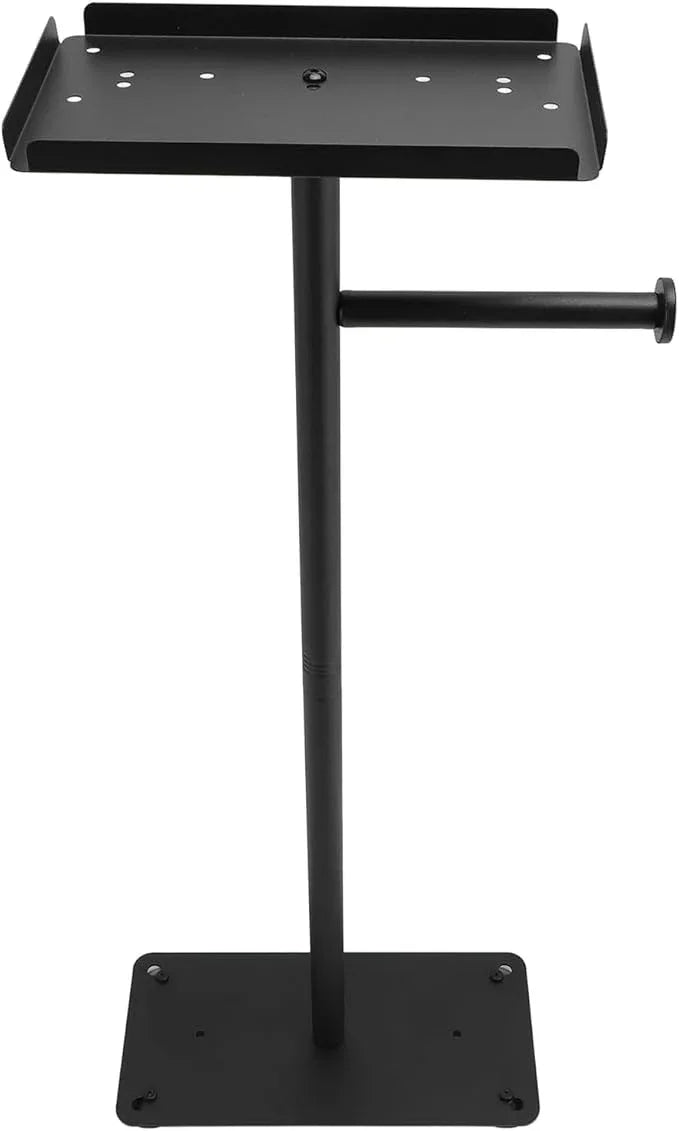 Stainless Steel Black Standing Toilet Paper Holder Stand - Bathroom Tissue Roll Holder with Potted Plants Stand Design - ModernBath