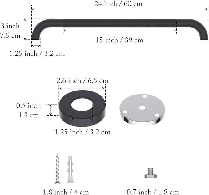 2 Pack 24 Inch Anti Slip Shower Grab Bar Oil Rubbed Black 1.25" Diameter,Munzong Bathroom Grab Bar, Knurled Bathroom Balance Bar,Safety Hand Rail Support Handicap Elderly Senior Assist Bath Handle - ModernBath
