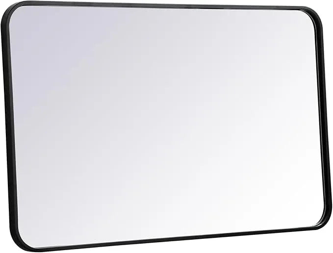 ARS Concepts Aura, Soft Corner Metal Rectangular Mirror 22X36 Inch in, Modern, Black - ModernBath