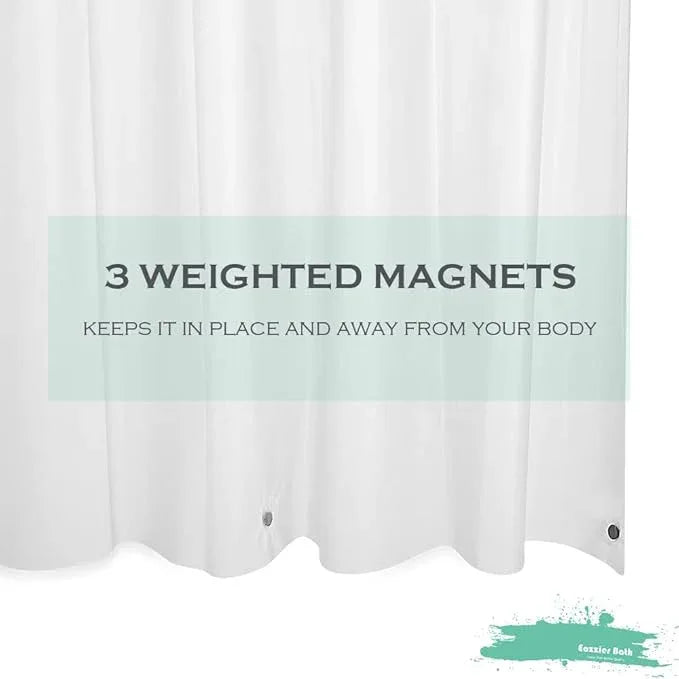 Eazzier Bath Frosted Plastic Shower Curtain Liner, 72x72 Inch Lightweight Translucent Plastic Bathroom Shower Showroom Inner Curtain with Rustproof Metal Grommet Holes and Weighted Magnets - ModernBath