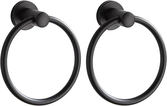 BGL Black Bathroom Towel Holder Black Towel Ring Stainless Steel Towel Ring for Bathroom 2 Pack - ModernBath