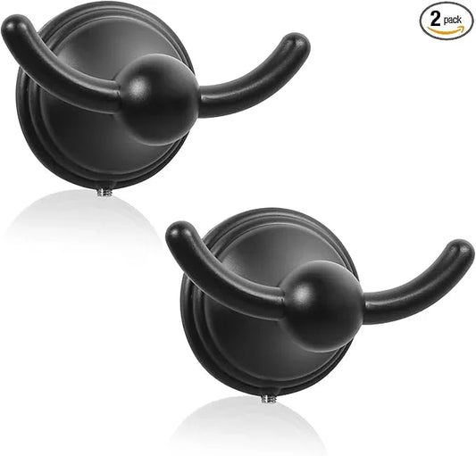 FILTA Bathroom Towel Hooks, Matte Black Robe & Towel Hooks for Wall Mounted, Traditional Towel and Robe Hooks for Hanging Towels, Bath Towel Holder for Shower(2 Pack) - ModernBath